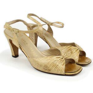 VTG Bruno Magli Tan Lizard Leather Open Toe Ankle Strap High Heels 36.5 Italy